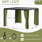 Gazebo Universal Replacement Privacy Curtain,10'×12' Gazebo Outdoor Waterproof Curtains, 4-Panels Sidewall Curtains with Double Zipper for Patio Canopy, Garden and Backyard (Curtain Only)