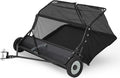 48" Lawn Sweeper Tow Behind, Heavy Duty Yard Sweeper Pull Behind with 25 Cu.Ft Large Hopper & Adjustable Sweeping Height, Universal Leaf Grass Collector for Tractor ATV UTV, Black
