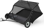 48" Lawn Sweeper Tow Behind, Heavy Duty Yard Sweeper Pull Behind with 25 Cu.Ft Large Hopper & Adjustable Sweeping Height, Universal Leaf Grass Collector for Tractor ATV UTV, Black
