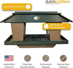 DutchCrafters Poly Post Mount Extra Large Double Hopper Bird Feeder, Outdoor Wild Bird Feeder for Outside, USA Amish Made (Turf Green & Weatherwood)