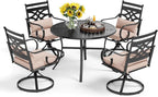 PHI VILLA 5 Pcs Patio Dining Sets,Outdoor Table Chair Set for 4 with Outdoor Swivel Chairs and Metal Frame Steel Round Table,Outdoor Dining Furniture with Cushion and Pillow for Garden Lawn Deck