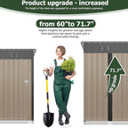 5x3 FT Outdoor Storage Shed, Garden Shed with Updated Frame Structure and Lockable Doors, Metal Tool Sheds for Backyard Garden Patio Lawn,Brown