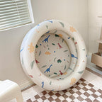 Inflatable Baby Retro Swimming Pool Family Cute Style Thickened Water Pool for Kids Indoor Outdoor Play (Beige Dinosaur)