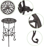 OwnMy Heavy Duty Cast Iron Plant Stand Indoor Outdoor Vintage Wrought Iron Round Flower Pot Holder Stand, 19.3" Tall Decorative Large Potted Plant Stand for Home Garden Patio, Retro-Brown