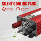 IERBJ 1100W Power Inverter, DC 12V to AC 110V, 2600W Peak Power, LED Display, Pure Sine Wave,Cooling Fan,for Vehicles,Car,RV,Truck,Ship