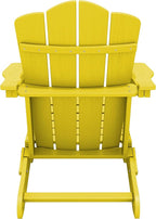 KINGYES Folding Adirondack Chair Set of 2, HDPE All-Weather Folding Adirondack Chair, Yellow