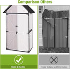 GUTINNEEN Outdoor Storage Shed with All Around Strong Metal Frame, Garden Tool Sheds Cabinet with Floor & Adjustable Shelves, Wooden Tool House for Backyard Garden Patio Lawn (White)