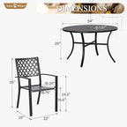 Sophia & William Round Patio Table and Chairs Set, Outdoor Dining Set for 6, 7 Piece Metal Patio Furniture, 54" Black Table(Diamond)