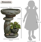 27.6" Tall Outdoor Fountain for Garden, Patio, Yard – Vertical Space-Saving Design, Made of Resin & Fiberglass Composite – No Pump/Lights Included