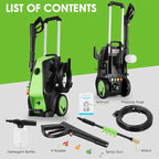 5000 PSI Pressure Cleaner, 4.0 GPM Heavy Duty Power Cleaner with Foam Cannon, 4 Nozzle Tips,33FT Hose and Soap Bottle for Home/Cars/Driveways/Patios/Decks/Fences(Green)