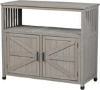 Modern Grey Solid Wood Patio Bar Table Set with Convenient Storage – Ideal Buffet Cabinet Sideboard for Outdoor and Indoor Use!
