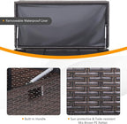 RELAX4LIFE Patio Rattan Storage Box - 50 Gallon All-Weather Wicker Storage Box w/Top Lid, Protective Liner and Wheels, Outdoor Deck Box Waterproof for Cushions, Toys, Garden Tools