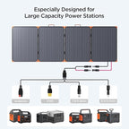 N-Type 16BB 350W Portable Solar Panel for Power Station,Camping Essentials,43V Foldable Solar Charger 25% High Efficiency IP68 Waterproof 4 Reinforced Kickstands for Camping RV Offgrid Living