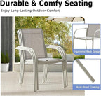Patio Chairs Set of 4, Outdoor Dining Chairs with Breathable Textilene Fabric, Stackable Patio Chairs for Lawn, Garden, Backyard, Poolside, Grey