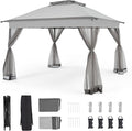 Bezseller 11x11 Pop Up Gazebo Tent with Mosquito Netting – Quick Set Up, Water-Resistant Outdoor Canopy for Patio, Garden, Backyard, and More,Light Grey