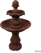 Sunnydaze 35" Solar 2-Tier Outdoor Water Fountain - Outdoor Water Fountain with Battery Backup and Pump - Rust