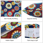 Magpie Fabrics Pack of 2 Outdoor Waterproof Throw Pillow Covers 18 x 18 Inch, Decorative Cushion Sham Pillowcase Shell for Garden Patio Tent Balcony Couch Sofa(Floral Navy)