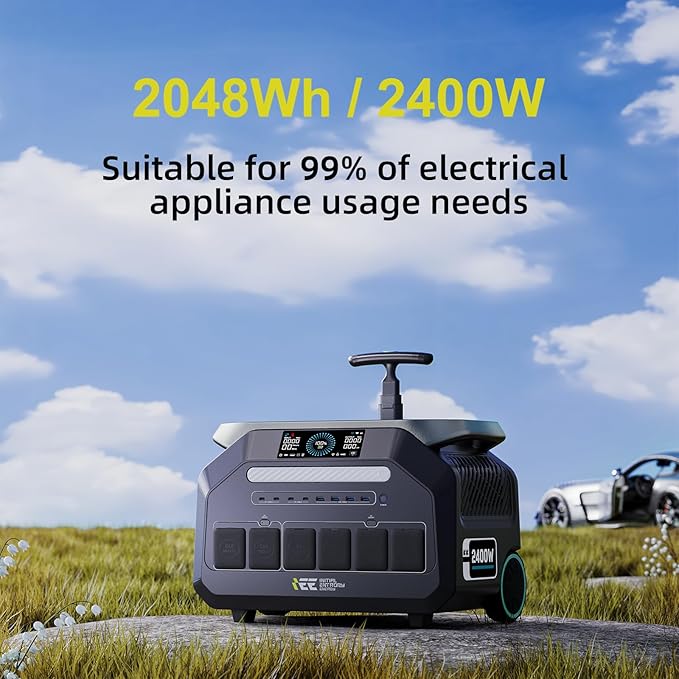 IEE 2048Wh/2400W Solar power station With 2 * 200W Solar Panel,P2400 Solar Generator(4800W Peak),1800W Super Fast Charging, APP Control Emergency Power Station for Home, Camping,Power Outages