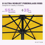 Midtown Umbrellas Push and Pop 9 Feet Outdoor Umbrella, Sunflower (Yellow) Polyester Fabric - Fiberglass Ribs Deck Patio Umbrella, Backyard Umbrella, Garden Umbrella & Pool Umbrella - Black Pole