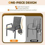 UDPATIO Patio Chairs Set of 6, Stackable Outdoor Chairs with All Weather Breathable Textilene, High Back Metal Frame for Lawn Garden Backyard Deck, Dark Grey
