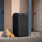 Flamaker 30 Gallon Trash Can, Resin Outdoor Garbage Can with Lid, Waterproof Hideaway Patio Waste Bins for Outside Use (2 Pack, Black)