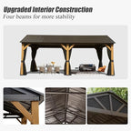 Domi Cedar Wood Gazebo 12’x20’ Hardtop Gazebo with Galvanized Steel Gable Roof, Outdoor Gazebos for Patio, Permanent Pergola for Deck, Backyard