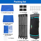 COBIZI 10x30 Pop up Canopy Tent 10x30 Canopy with Sidewall Waterproof Heavy Duty Commercial for Parties Outdoor Garden Gazebo Tent, Carry Bag with Wheel(10x30ft with Sidewalls,Blue)