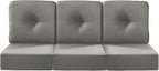 Luxury 22x24/22x25 6-Inch Patio Chair Cushions Set of 3 - Memory Foam Deep Seat Water Repellent Patio Cushion for Lawn Dining Rocking Swivel Chairs Loveseat 3-Seater Sectional Sofa - Grey