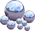 Pack of 8 Stainless Steel Gazing Balls Assorted 50-150mm Small Garden Gazing Globes Hollow Mirror Polished Reflective Spheres Seamless Floating Ball for Home Yard Pond Lawn Outdoor Decoration (Silver)