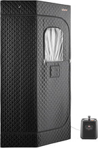 VEVOR Upgraded Portable Steam Sauna for Home, 1 Person Full Body Home Spa Tent with Steamer & 1 Foldable Chairs & Remote & Essential Oil Box,Heavy-Duty Stainless Steel Sauna Box, (Black,Pentagon)