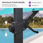 PURPLE LEAF 9' × 11.5' Patio Cantilever Umbrella with Base Outdoor Rectangle Adjustable Offset Umbrellas with 360-degree Rotation and 8 Heavy Duty Metal Ribs for Garden Deck Pool Turquoise Blue