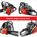 COOCHEER 62cc Gas Chainsaw 2-Cycle Cordless Chainsaw 20 Inch Handheld Chain Saw with 2 Chains & Carrying Bag for Cutting Wood Tree Trimming Farm Garden