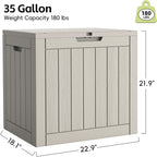 Outdoor Storage Box, 35 Gallon Deck Box Waterproof, Resin Patio Storage Bin for Package Delivery, Patio Furniture Cushion, Garden Tools, Pool Accessories, Weatherproof, Grey