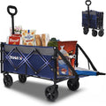 Collapsible Tailgate Wagon with Wheels, Compact Size Folding Utility Cart, 380LBS Capacity for Garden, Grocery, Beach, Camping – Portable Heavy Duty Cart(Navy Gray)