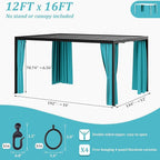 Gazebo Universal Replacement Privacy Curtain,12'×16' Gazebo Outdoor Waterproof Curtains, 4-Panels Sidewall Curtains with Double Zipper for Patio Canopy, Garden and Backyard (Curtain Only)