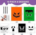 10 Pack Halloween Leaf Lawn Bags - Giant Pumpkin Lawn Bag with Twist Ties, Reusable Trash Bag for Outdoor Garden Decoration, Thanksgiving Fall Yard Decor