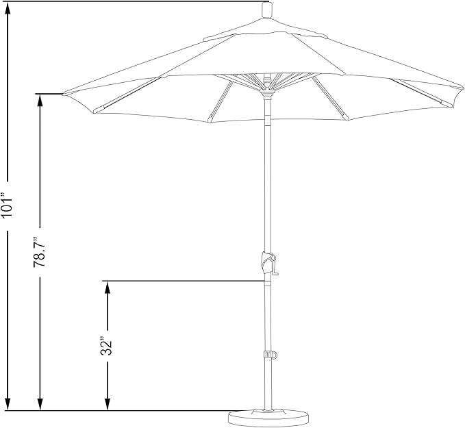 California Umbrella GSPT908302-5439 9' Round Aluminum Market, Crank Lift, Push Button Tilt, Black Pole, Sunbrella Navy Patio Umbrella, 9-Feet