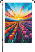 Spring Summer Tulip Lavender Garden Flag Double Sided Outdoor Yard Flags 12.5x18 Inch Burlap Banners for Decor Lawn