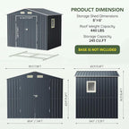 6x8FT Outdoor Metal Storage Shed, Double Door, 1 Clear Window, Tool Shed for Garden, Patio, Backyard Nightblue