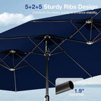 Joyside 15FT Large Patio Umbrella with Base Included, Outdoor Double Sided Umbrella, Rectangle Umbrella with Crank Handle, 12 Sturdy Ribs for Deck, Porch and Pool