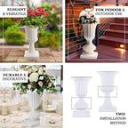 Efavormart 2 Pack - 20" PVC Urn Planter, Floral Pedestal Flower Pot White Plant Stand for Wedding, Party, Event, Home, Stage, Garden, Balcony Decoration