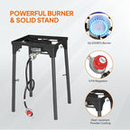 ROVSUN 58,000 BTU Propane Fryer Set with Heightened Gas Stove, 18 QT Aluminum Deep Fryer Pot, 2 Baskets & Thermometer for Outdoor Backyard Frying Fish, Chicken Wings, French Fries & More