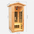 Old Fir Wood Low EMF Far Infrared Outdoor Sauna(1560W) + Infrared Foot Spa Bucket(175W), Home Sauna with LCD Control Panel, Chromotherapy Light, Reading Light, Bluetooth Speaker