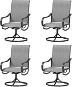 MFSTUDIO Outdoor Swivel Patio Dining Chairs Set of 4, High Back Breathable Textilene Patio Chairs for Balcony, Backyard, Deck, Garden (Light Grey Fabric, Black Frame)