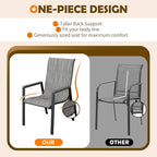 UDPATIO Patio Chairs Set of 6, Outdoor Stackable Dining Chairs with All Weather Breathable Textilene, High Back Metal Frame for Lawn Garden Backyard Deck, Grey White