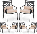 PHI VILLA Patio Dining Chairs Set of 6, Outdoor Chairs with Cushion and Pillow for Garden Lawn and Deck