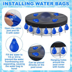 Hungdao 4ft Pool Pillow Cover for Above Ground with 12 Pcs Inflatable Pool Cover Weight with Hook Winter Ice Antifreezing Hanging Bag with Rope and Connection Buckle(Royal Blue,4ft,Round)