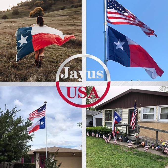 Jayus Double Sided Texas State Flag 2x3 FT Outdoor- 220D Heavy Duty Republic of Texas Flags Banners- Vivid Colors UV Resistant TX Flags with 2 Brass Grommets