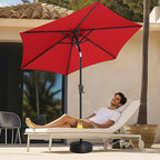 FLAME&SHADE 7.5ft Patio Umbrella - Outdoor Umbrella with Push Button Tilt and Crank for UV Protection, Table Market Umbrella for Garden, Deck, Backyard, Pool and Beach(Red)