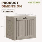 Greesum 40 Gallon Outdoor Deck Box, Resin Storage for Patio Furniture, Garden Tools, Pool Supplies, Weatherproof and UV Resistant, Lockable, Light Coffee